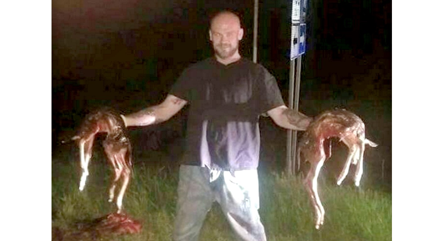 Prosecute cruel man that sliced open two fawns and posed for photo!